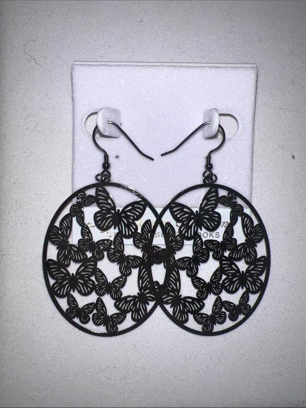 Black Butterfly Cutout Hoop Earrings - Women's Jewelry